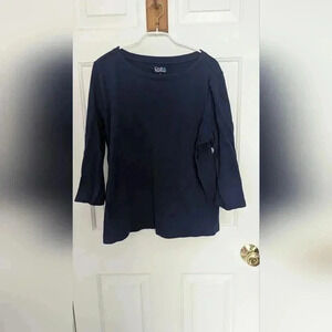 Croft And Barrow Navy Three-Quarter Sleeve Women's Top Size Large Boatneck (EUC)